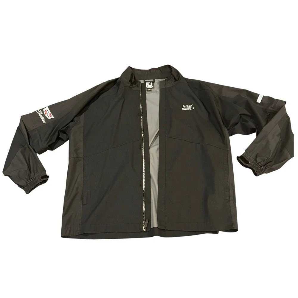 FootJoy DryJoys HydroLite Golf Full Zip Off Cuffs Jacket Mens 2XL Black Cadillac